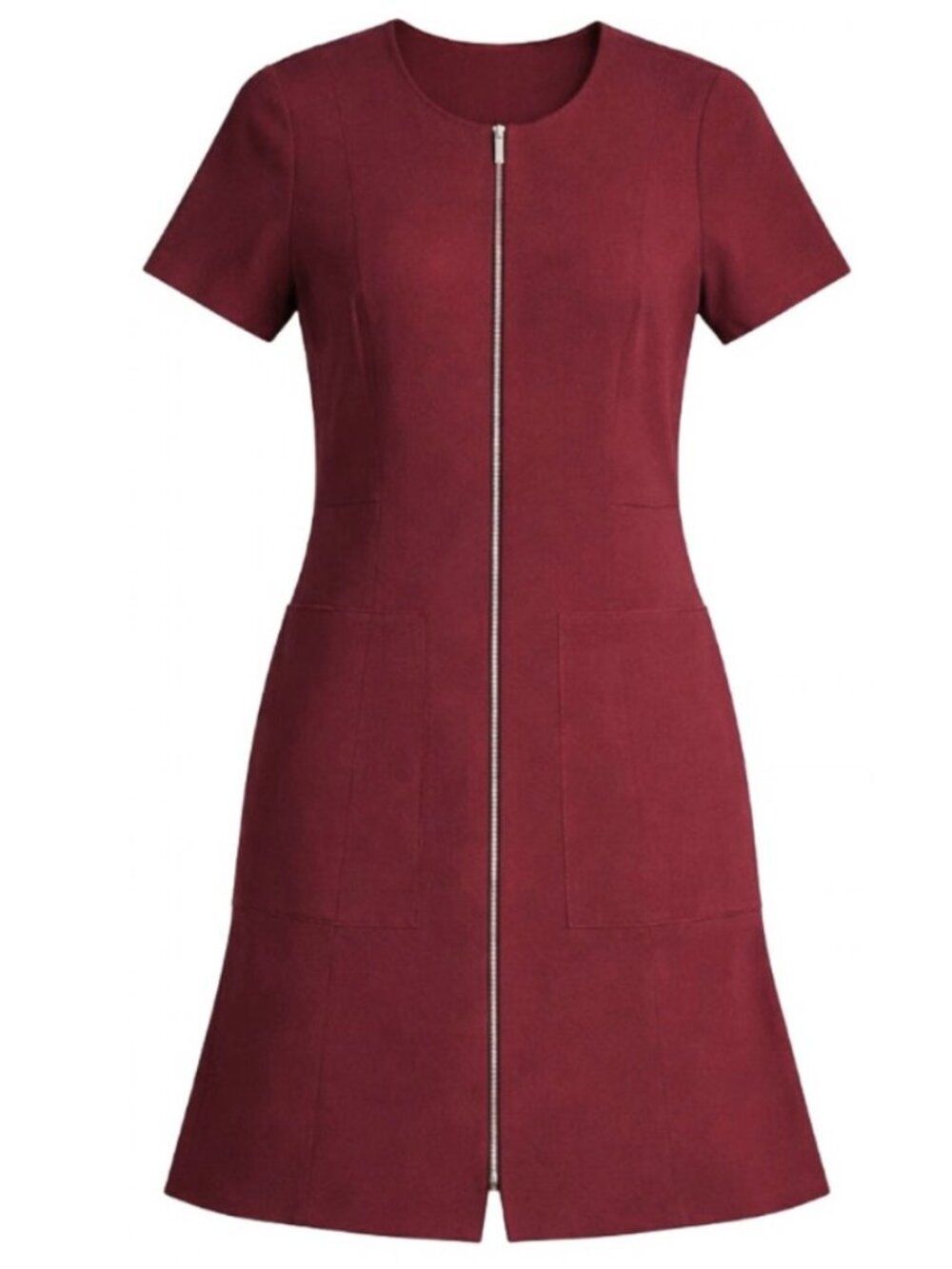 Lafayette 148 New York A-Line Zip Front Midi Dress Size 16 Burgundy